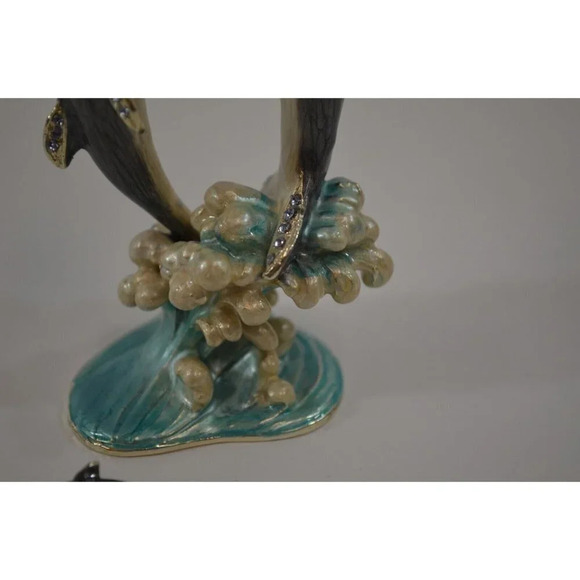 Ciel Collectibles Dolphin Trinket Box w/ Necklace Enamel Swarovski Crystals - Picture 2 of 9